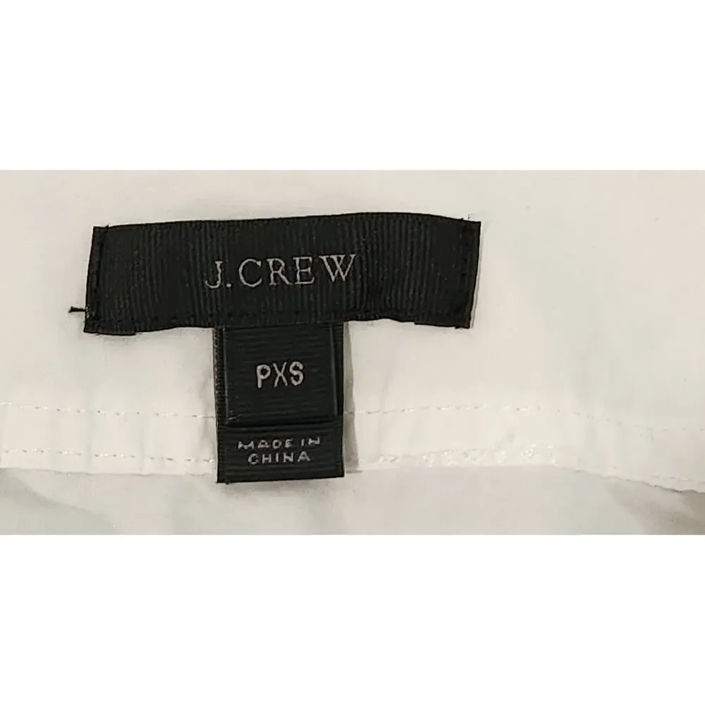 J. Crew White Long Sleeves With Buttons V Neck Top PXS Lightweight Rounded Hem